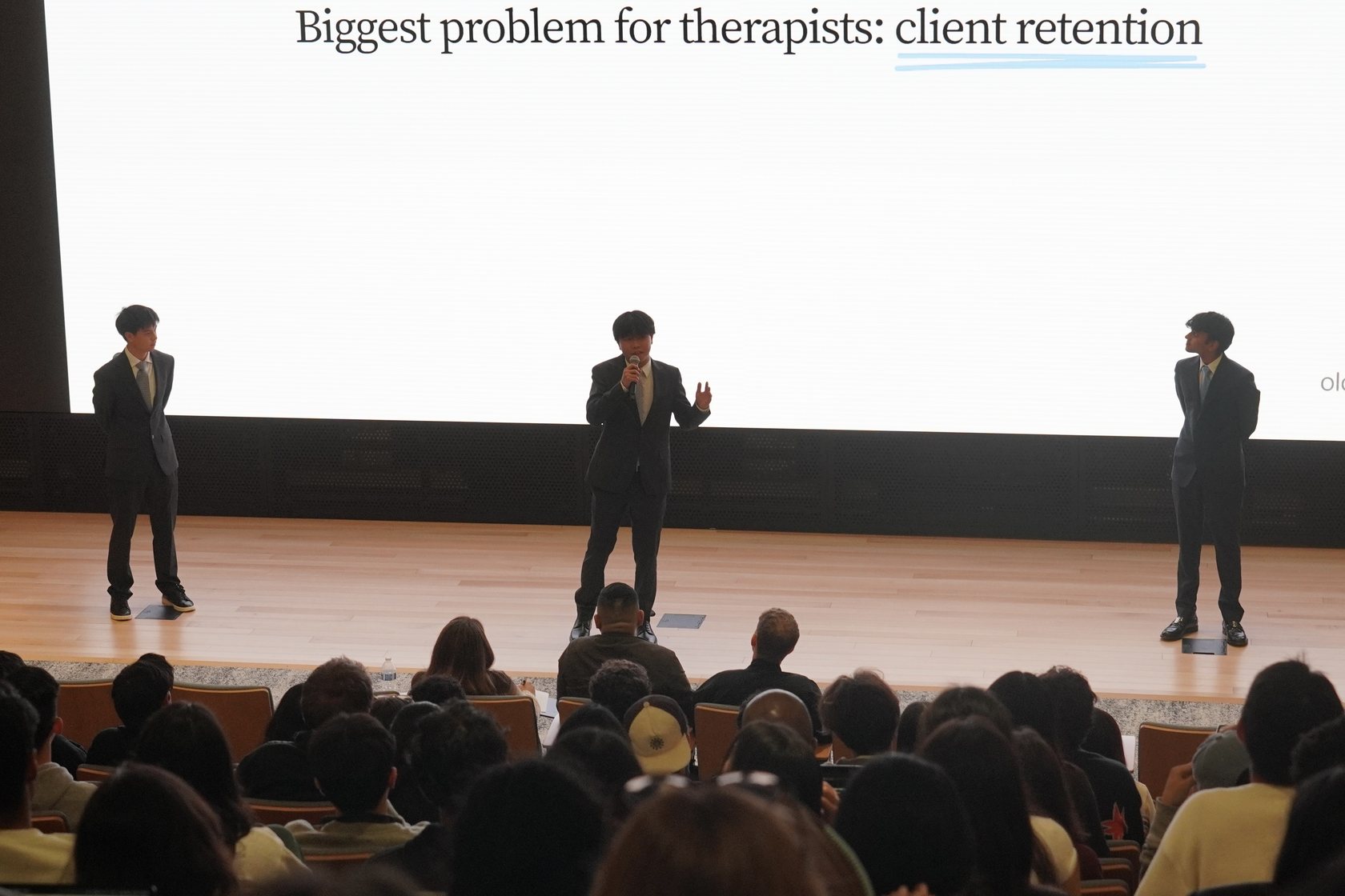 Presenting on client retention at Demo Day