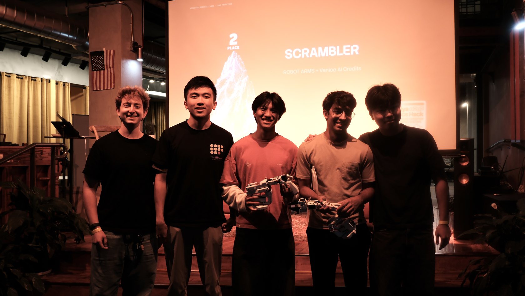 Team with the Scrambler hand, 2nd place at Himalaya Robotics Hack